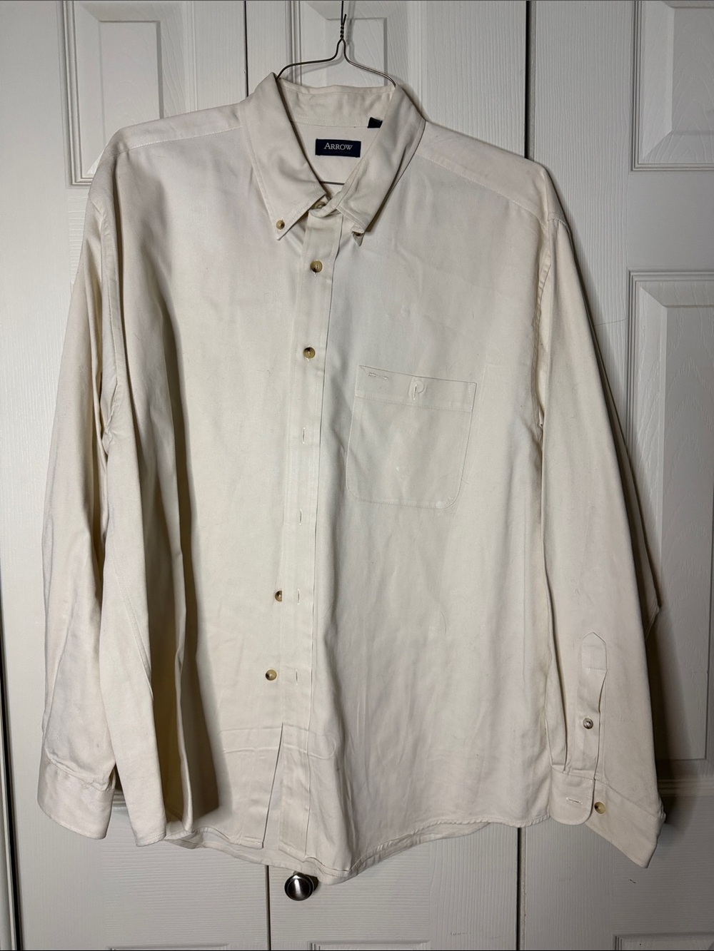 Arrow Men's Button-Down Shirt in Off-White Cream